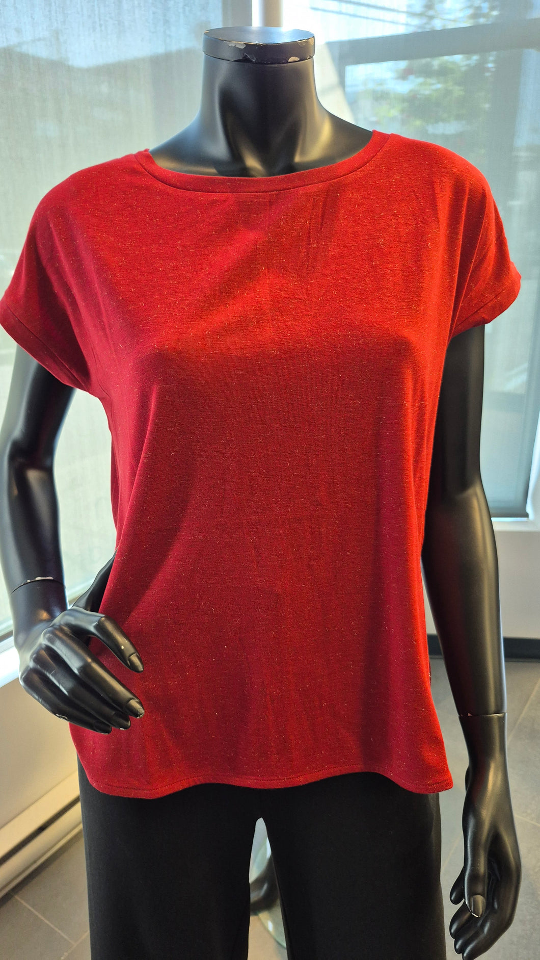 HAUT T-SHIRT COL ROND LUREX ICHI IHREBEL SS6 20109945 DAHLIA RED 191555