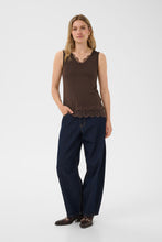 Charger l'image dans la galerie, HAUT CAMISOLE COL V BRETELLE LARGE CREAM CRALVAIA JERSEY LACE TOP 10615546 191016
