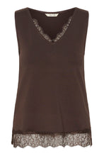Charger l'image dans la galerie, HAUT CAMISOLE COL V BRETELLE LARGE CREAM CRALVAIA JERSEY LACE TOP 10615546 191016
