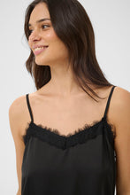 Charger l'image dans la galerie, HAUT CAMISOLE LONGUE COL V DENTELLE BRETELLE SPAGHETTI AJUSTABLE KAFFE KAMIALA STRAP TOP 10512587
