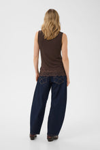 Charger l'image dans la galerie, HAUT CAMISOLE COL V BRETELLE LARGE CREAM CRALVAIA JERSEY LACE TOP 10615546 191016

