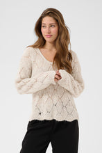 Charger l'image dans la galerie, TRICOT COL V MANCHE LONGUE CROCHET POINTELLE CREAM CRNISO PULLOVER 10615324 1304011
