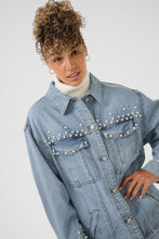 Charger l&#39;image dans la galerie, VESTE EN JEAN LONGUE COUPE AMPLE PERLES CREAM CRVIV DECO JACKET 10614378
