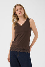 Charger l'image dans la galerie, HAUT CAMISOLE COL V BRETELLE LARGE CREAM CRALVAIA JERSEY LACE TOP 10615546 191016
