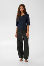 Charger l'image dans la galerie, HAUT TRICOT LUREXMANCHES 3/4 COL ROND AVEC TROU CREAM CRZARIA KNIT TOP 10615549
