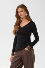 Charger l'image dans la galerie, HAUT MANCHE LONGUE COL V CREAM CRALVAIA JERSEY LACE TOP 10615771 100120
