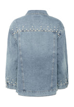 Charger l&#39;image dans la galerie, VESTE EN JEAN LONGUE COUPE AMPLE PERLES CREAM CRVIV DECO JACKET 10614378
