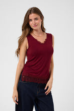 Charger l'image dans la galerie, HAUT CAMISOLE COL V BRETELLE LARGE CREAM CRALVAIA JERSEY LACE TOP 10615546 191724

