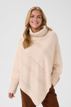 Charger l&#39;image dans la galerie, PONCHO TRICOT POINTELLE COL ROULÉ AVEC MANCHES CREAM CRHOLIDAY 10612387 100233
