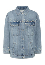 Charger l&#39;image dans la galerie, VESTE EN JEAN LONGUE COUPE AMPLE PERLES CREAM CRVIV DECO JACKET 10614378
