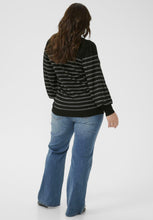 Charger l'image dans la galerie, TRICOT RAYURES COL ROND MANCHE BOUFFANTE TAILLE PLUS KAFFE CURVE KCLINIA 10583860
