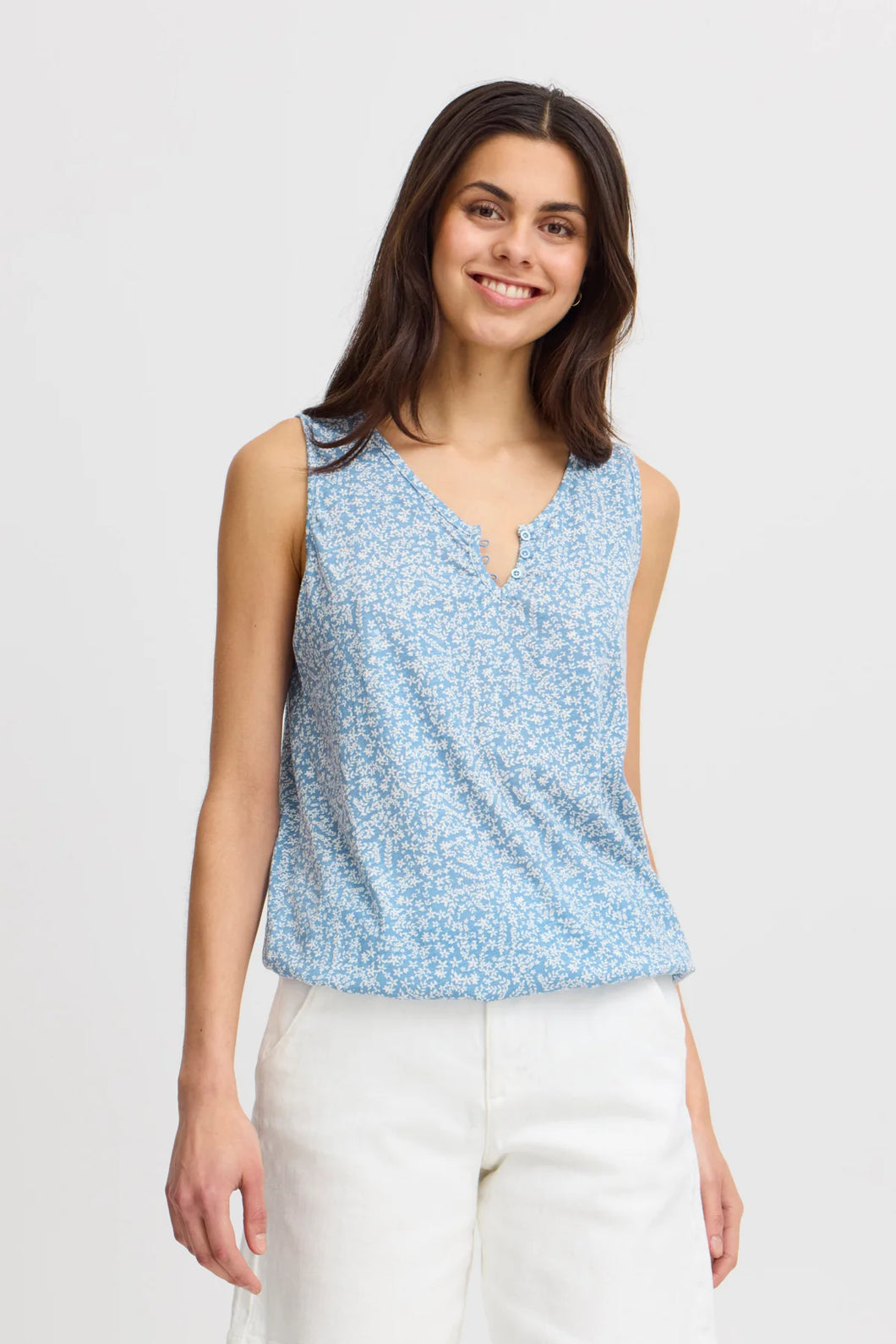 CAMISOLE MOTIF FLEURAL COL V FRANSA FRSANSA TOP 3