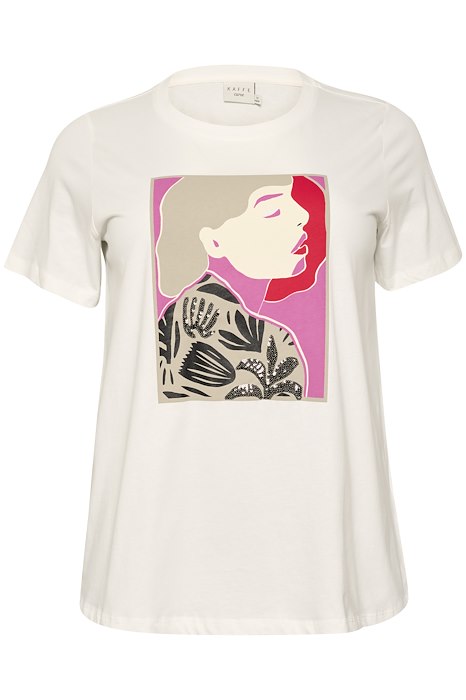 HAUT T-SHIRT IMPRIMÉ AU DEVANT KAFFE CURVE KCAMINA PINK