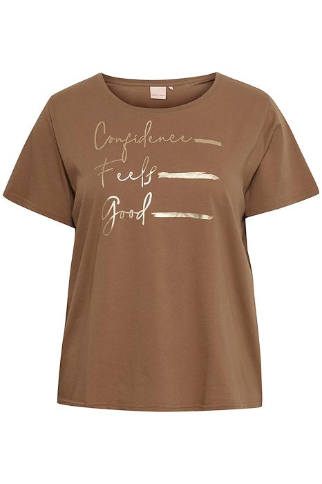 HAUT T-SHIRT IMPRIMÉ AU DEVANT TAILLE PLUS SIMPLE WISH SWTORGA TEE1 TAUPE