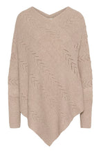 Charger l&#39;image dans la galerie, PONCHO TRICOT POINTELLE COL V AVEC MANCHES CREAM CRHOLIDAY 10610828
