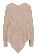 Charger l&#39;image dans la galerie, PONCHO TRICOT POINTELLE COL V AVEC MANCHES CREAM CRHOLIDAY 10610828
