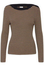 Charger l&#39;image dans la galerie, HAUT TRICOT RAYURES COL BATEAU M/L ICHI IHMAFA LS20 20124237
