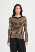 Charger l&#39;image dans la galerie, HAUT TRICOT RAYURES COL BATEAU M/L ICHI IHMAFA LS20 20124237
