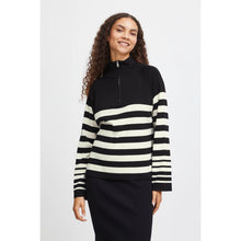 Charger l&#39;image dans la galerie, TRICOT COL HAUT ZIPPER RAYURES BYOUNG BYMMORLA HALFSIP JUMPER 20815310
