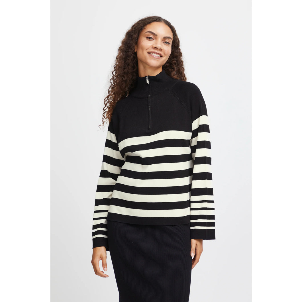 TRICOT COL HAUT ZIPPER RAYURES BYOUNG BYMMORLA HALFSIP JUMPER 20815310