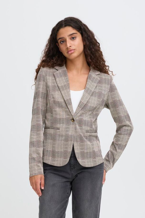 VESTON CARREAUX KNIT MANCHE LONGUE ICHI IHMANSE CHECK BL 20124657