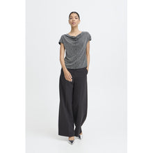 Charger l&#39;image dans la galerie, HAUT SANS MANCHE COL DRAPÉ LUREX ARGENT B.YOUNG BYSHILOH TOP 20818274
