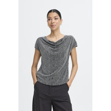 Charger l&#39;image dans la galerie, HAUT SANS MANCHE COL DRAPÉ LUREX ARGENT B.YOUNG BYSHILOH TOP 20818274
