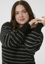 Charger l'image dans la galerie, TRICOT RAYURES COL ROND MANCHE BOUFFANTE TAILLE PLUS KAFFE CURVE KCLINIA 10583860
