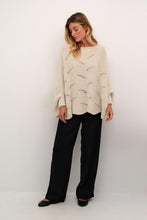 Charger l'image dans la galerie, PONCHO TRICOT POINTELLE COL BATEAU AVEC MANCHES CREAM CRMISTLETOE 10613064
