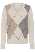 Charger l'image dans la galerie, TRICOT MANCHE LONGUE COL V MOTIF LOSANGE CREAM CRHOPE KNIT PULLOVER 10615298

