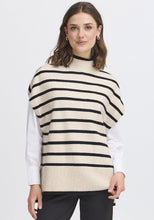 Charger l&#39;image dans la galerie, TRICOT PONCHO SANS MANCHE COL MONTANT RAYURES FRANSA FRBITTE PO1

