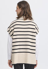 Charger l&#39;image dans la galerie, TRICOT PONCHO SANS MANCHE COL MONTANT RAYURES FRANSA FRBITTE PO1
