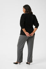 Charger l'image dans la galerie, HAUT VELOURS RAYURES VERTICALES COL V MANCHE 3/4 TAILLE PLUS KAFFE CURVE KCCACANNA 10581210 106480
