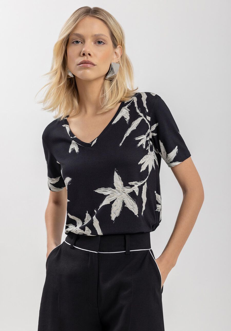 HAUT COL V IMPRIMÉ JERSEY MANCHE COURTE LEZ A LEZ 7556E