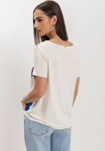 Charger l&#39;image dans la galerie, HAUT DEVANT POLYESTER CHIFFON PRINT DOS JERSEY LEZ A LEZ 9201E
