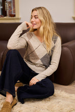 Charger l'image dans la galerie, TRICOT MANCHE LONGUE COL V MOTIF LOSANGE CREAM CRHOPE KNIT PULLOVER 10615298
