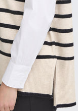 Charger l&#39;image dans la galerie, TRICOT PONCHO SANS MANCHE COL MONTANT RAYURES FRANSA FRBITTE PO1
