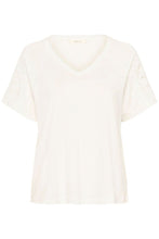 Charger l'image dans la galerie, HAUT COL V MANCHES COURTES AVEC DENTELLE CREAM CRSUNY T-SHIRT 10614882-110602
