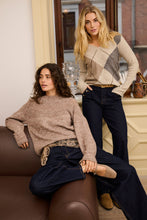 Charger l'image dans la galerie, TRICOT MANCHE LONGUE COL V MOTIF LOSANGE CREAM CRHOPE KNIT PULLOVER 10615298
