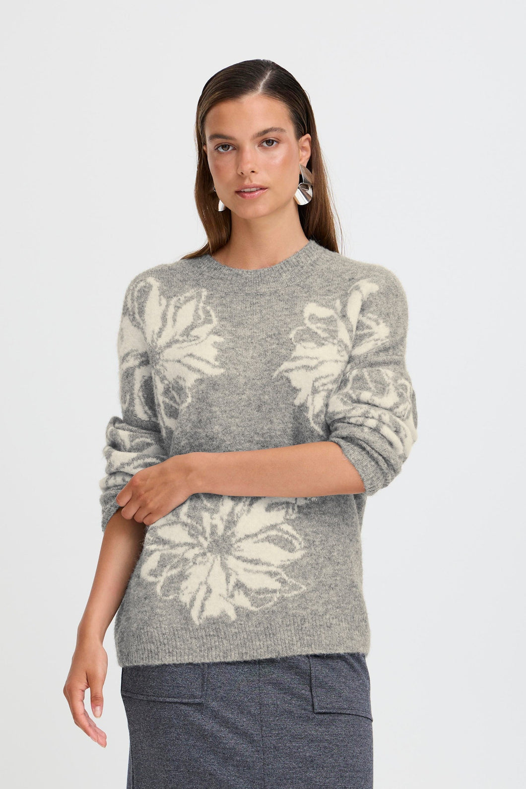 TRICOT MANCHE LONGUE COL MONTANT FLEURS BYOMEA FLOWER 20817100 200539