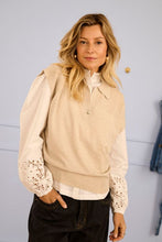 Charger l'image dans la galerie, TRICOT DEBARDEUR COL POLO MANCHE TOMBANTE CREAM CRDELA SLIPOVER 10614656 100232
