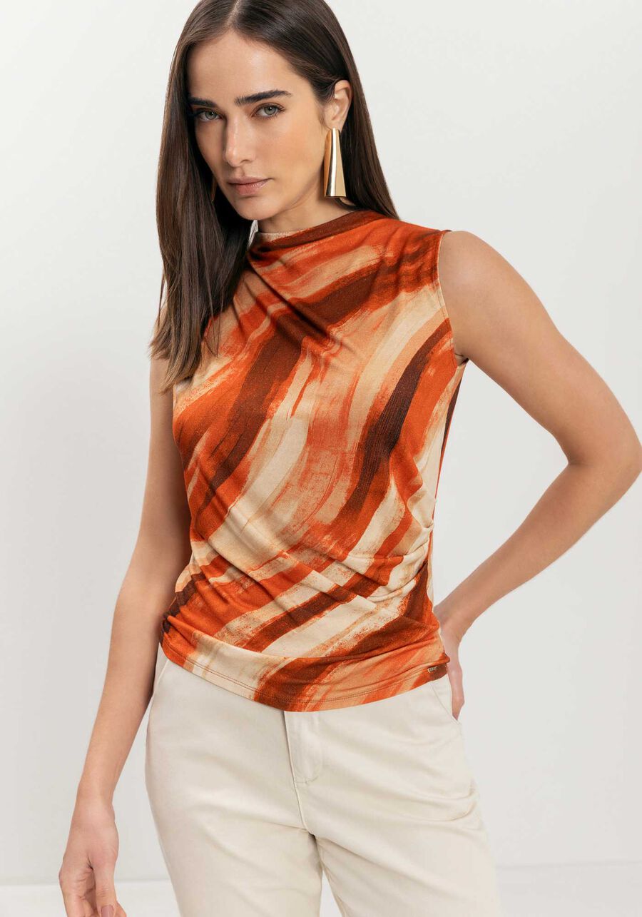 HAUT SANS MANCHE CAMISOLE COL DRAPÉ IMPRIMÉ LEZ A LEZ 9207E