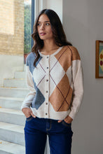 Charger l'image dans la galerie, TRICOT CARDIGAN BOUTONS MANCHE LONGUE COL ROND MOTIF LOSANGE JENSEN 60018-17338
