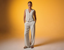 Charger l'image dans la galerie, PANTALON JAMBE LARGE RAYURES VERTICALES LIN/VISCOSE ETYMOLOGIE ETYPOMME
