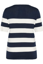 Charger l'image dans la galerie, TRICOT COL V MANCHE COURTE A RAYURES TAILLE PLUS KAFFE CURVE KCLIZZY STRIPED 10582914 108979
