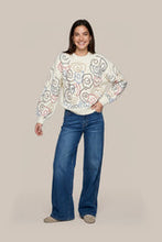 Charger l'image dans la galerie, TRICOT MANCHE LONGUE COL ROND BRODERIE MULTI C&amp;S 26NVC01
