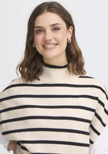 Charger l&#39;image dans la galerie, TRICOT PONCHO SANS MANCHE COL MONTANT RAYURES FRANSA FRBITTE PO1
