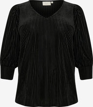 Charger l'image dans la galerie, HAUT VELOURS RAYURES VERTICALES COL V MANCHE 3/4 TAILLE PLUS KAFFE CURVE KCCACANNA 10581210 106480
