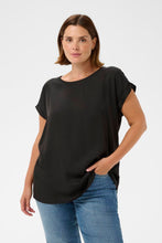 Charger l'image dans la galerie, HAUT COL ROND BLOUSE DEVANT DOS JERSEY TAILLE PLUS KAFFE CURVE KCMILIA WING BLOUSE 10583812
