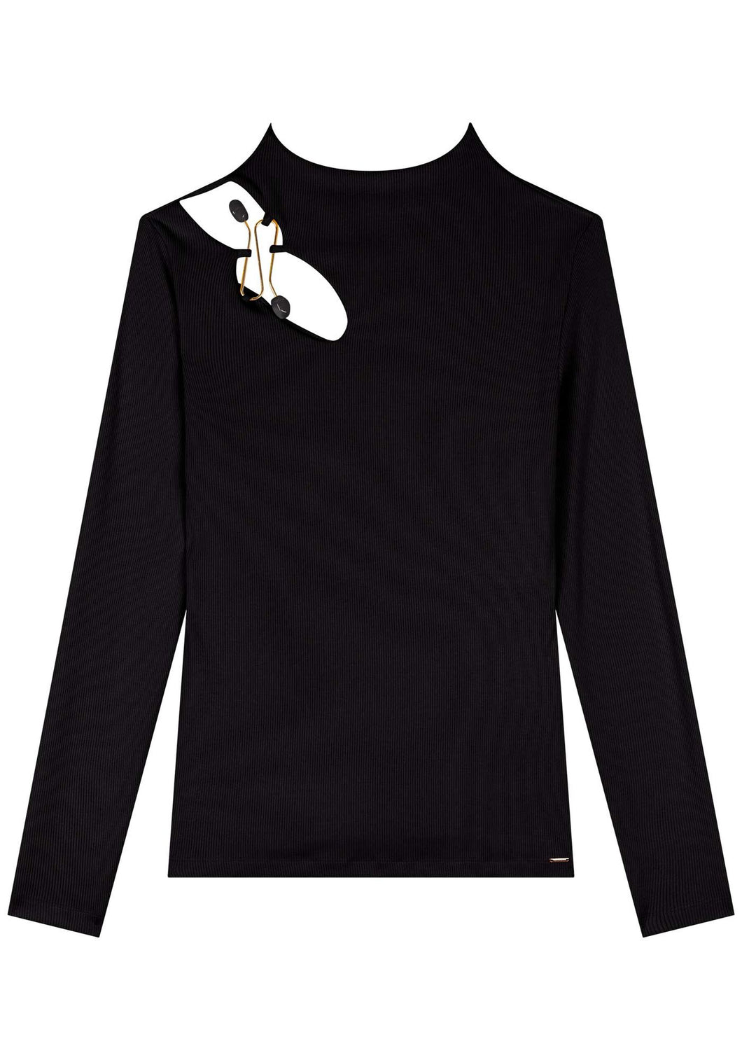 HAUT AJUSTÉ RIBS MANCHES LONGUES COL CHEMINÉ AVEC BROCHE ET BILLES LEZ A LEZ 9256E